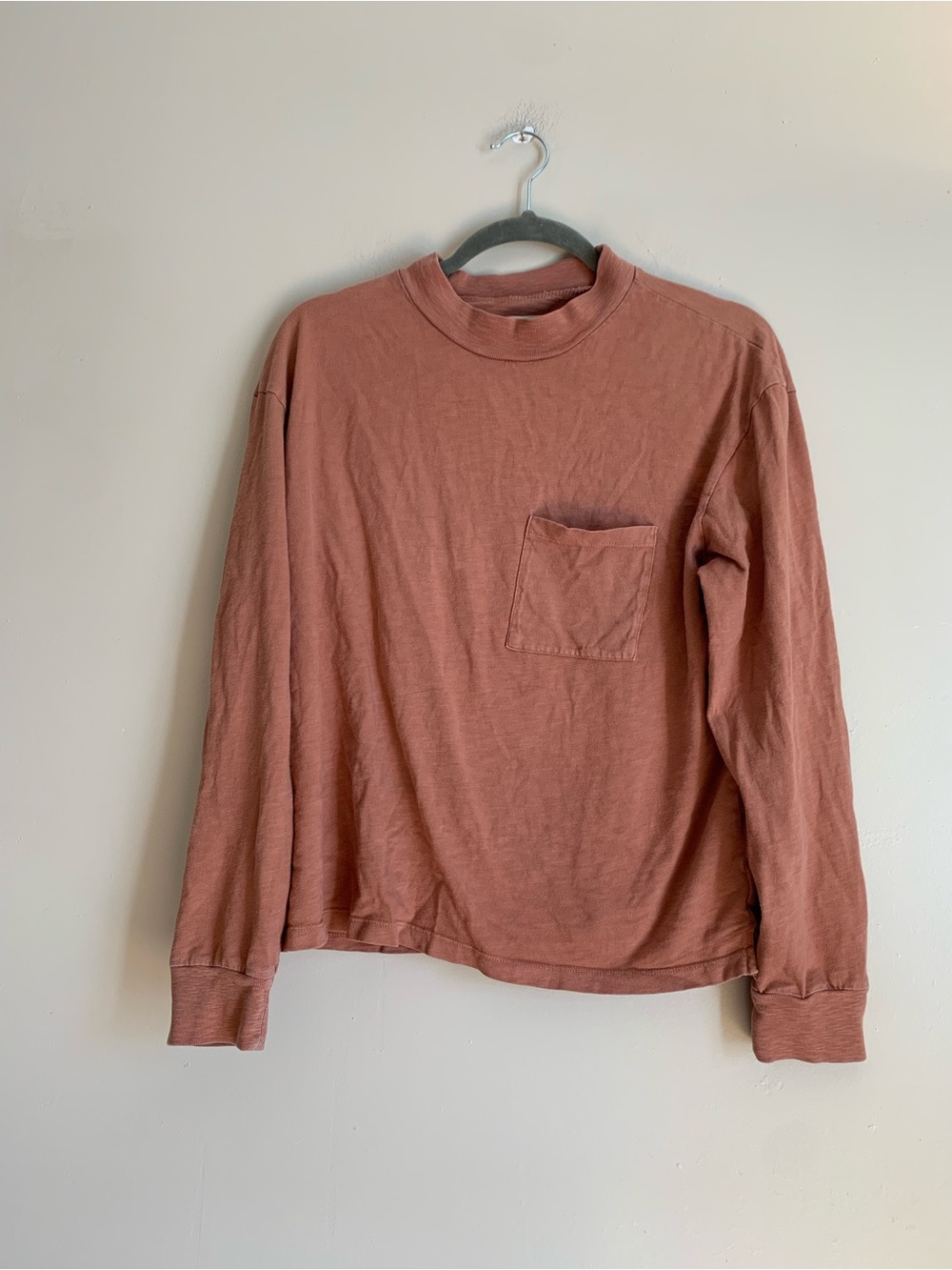 Madewell Womens Longsleeve Casual Top Medium Mock Neck Fall Basic Rose Mauve